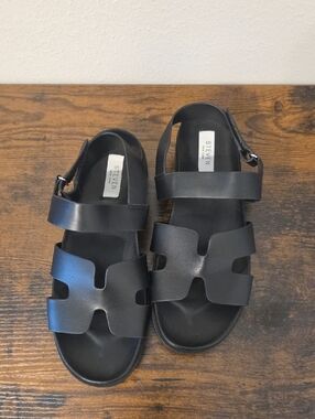 Steven New York Black Leather Sandal - Minimal Label